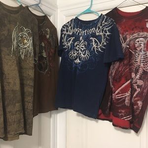 4 Affliction Men’s Medium Graphic T Shirts MMA
